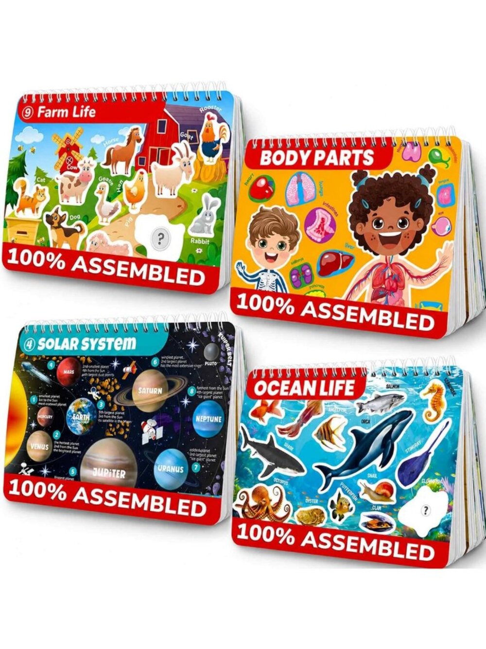 Engaging Montessori Busy Book for Kids 4-8 | 4 Velcro Activity Pages for